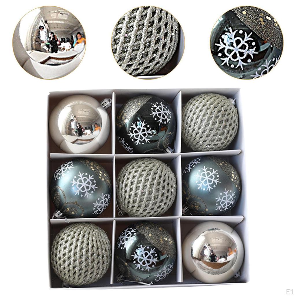 9 Count Christmas Ball Ornaments, 3.15 Inch Xmas Balls for Holiday Celebrations
