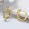 Effie Queen 925 Sterling Silver CZ Zircon Hoop Earrings Dainty 13mm Circle Round Small Huggie Cartilage Piercing Jewelry APE55