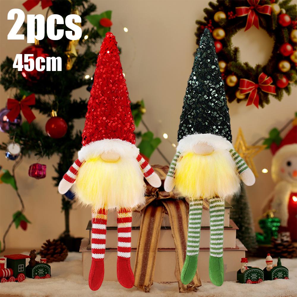 1~4 Stück Weihnachts-Puppe Elf Gestrickter Wichtel mit LED-Nachtlicht Weihnachtsdekorationen für Zuhause Weihnachten Navidad Neu Geschenk
