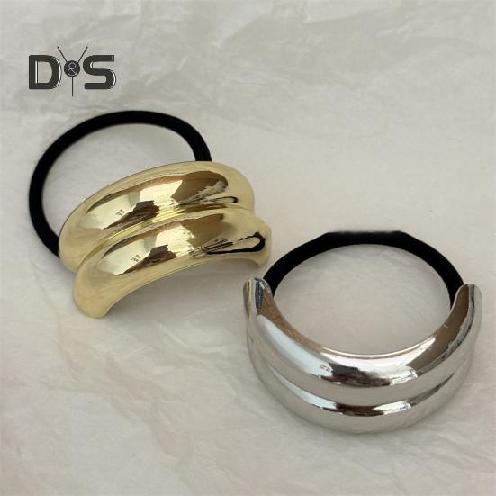 Women Headband Geometric Metal Decor High Elastic Hair Tie Versatile Styling Hair Rope Hair Accessories