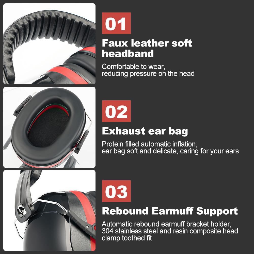 Adjustable Ear Defenders Noise Earmuffs 36db Noise Reduction Hearing Protection Headphones for Hunting Shooting Work Study