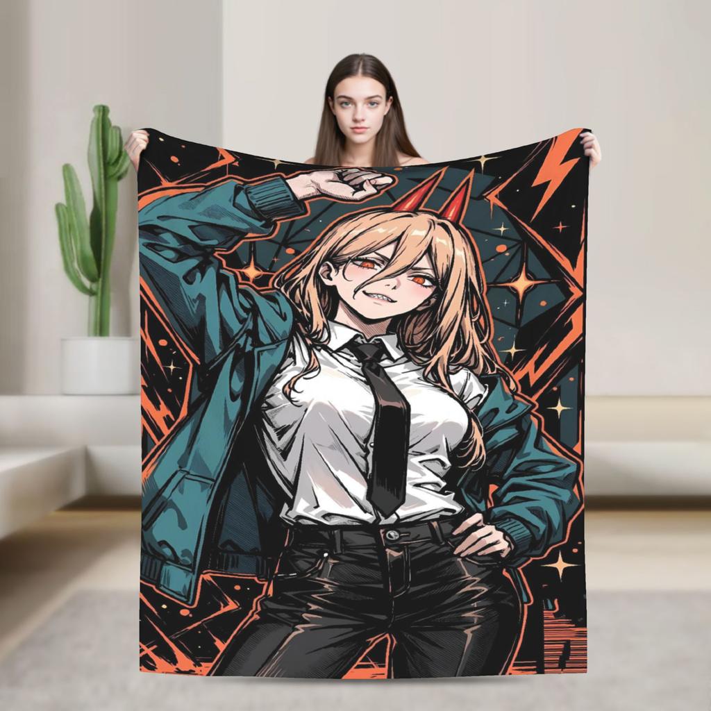 Reze layered manga Blankets Quality Super Warm Chainsaws Mans Throw Blanket Winter Picnic Home Decor Graphic Bedspread