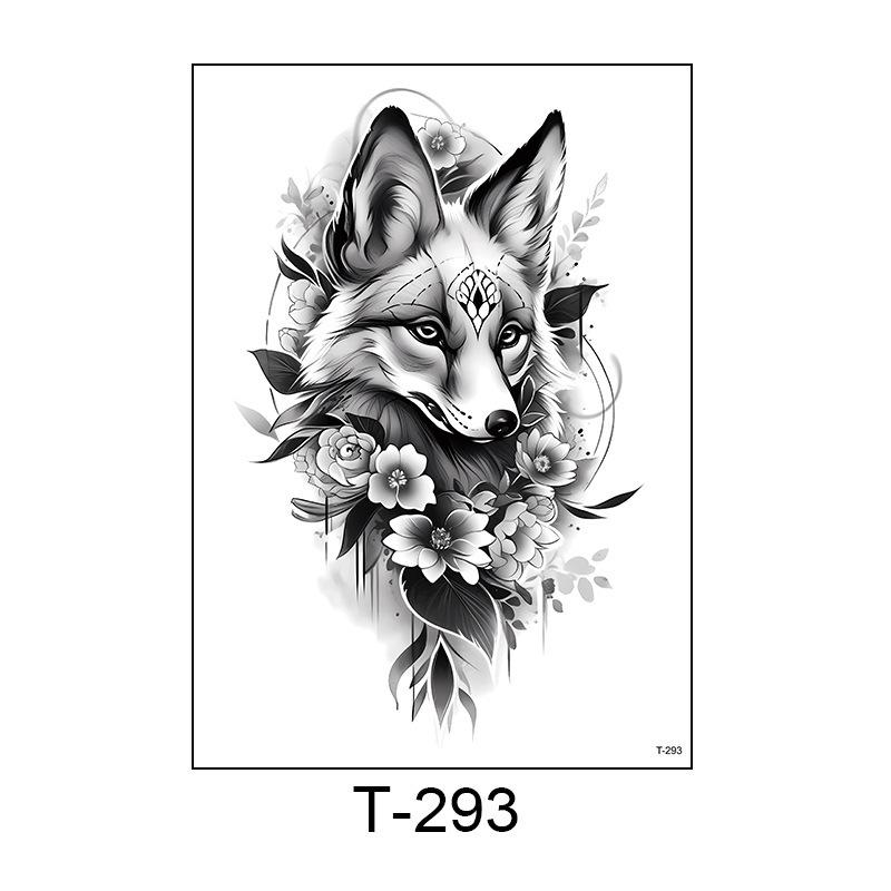 Temporary Tattoo Sticker Fox Floral Design Waterproof Skin Safe Body Art Transfer Decal for Adults and Children