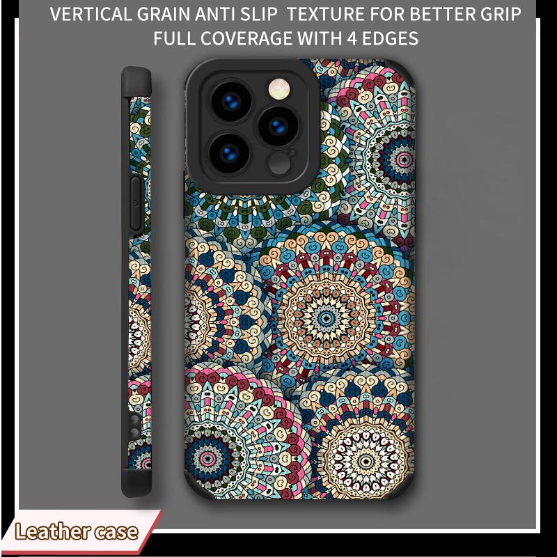 Vertical Grain Leather Shell Fashion Printed Patterned Soft Silicone Case with Camera Lens Full Protection for iPhone