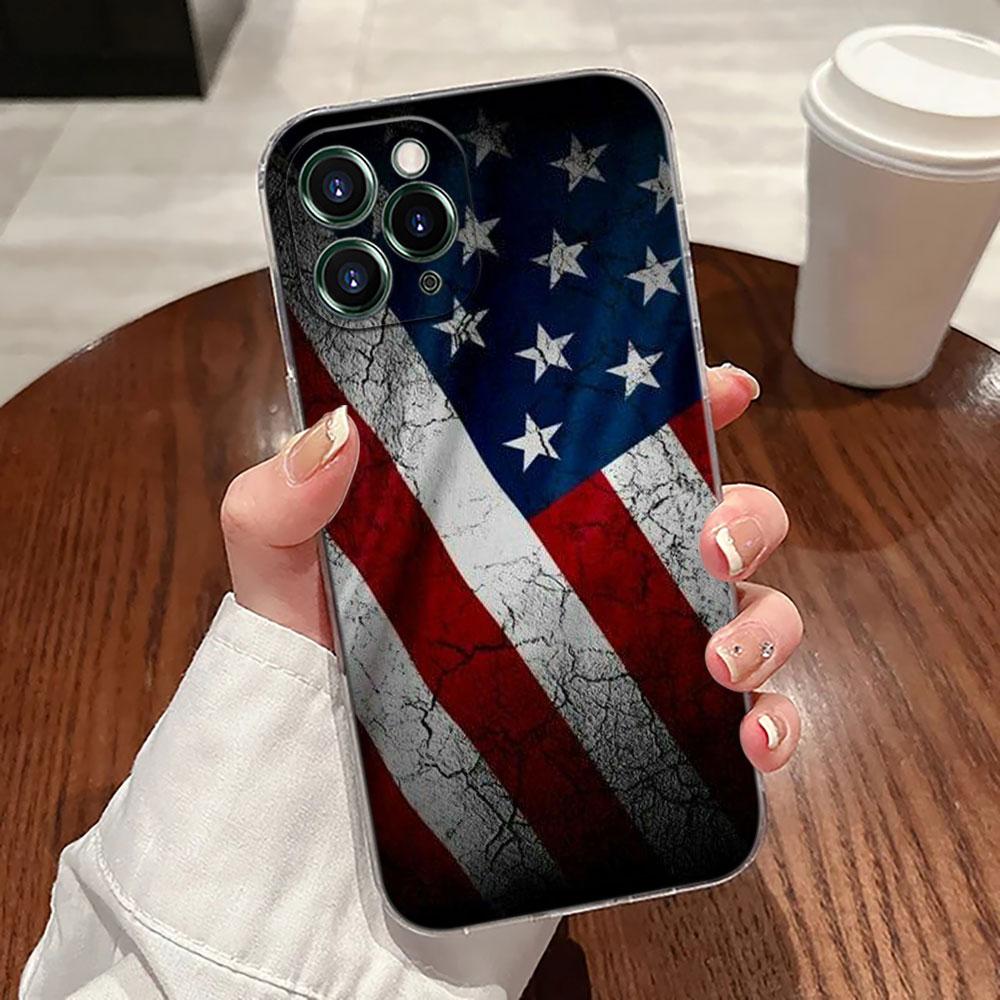 American USA Flag Five-pointed Star Case For Apple iPhone 17 16 15 14 13 12 11 Pro Max 16 Plus 16E 17Air 17Pro Phone Cover Funda