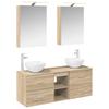 5 Piece Bathroom Furniture Set Sonoma Oak Engineered Wood and Glass