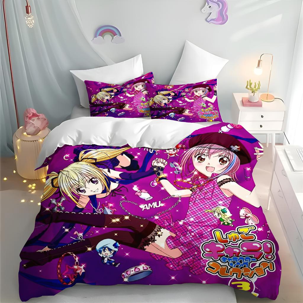 Cartoon Shugo Chara Anime Print Bedding Set Boys Girls Twin Queen King Size Duvet Cover Pillowcase Bed boys Adults Home Textile