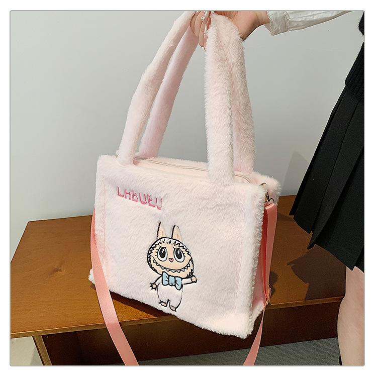 Labubu plysj skulderveske for kvinner, sminkeveske, søt ins håndveske, bursdagsgave