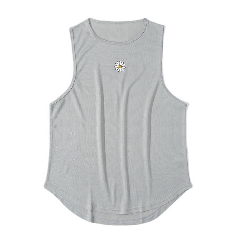 Muscleguys Men’s Gym Clothes Summer Fashion Casual Bodybuilding Indoor Exercise Tank Top Quick-drying Slim Fit Mesh Printed Tops