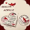 2D Flat "When Cardinals Appear Angels Are Near" Heart-Shaped Acrylic Memorial Desk Decor Plaque, Red Cardinals & Berries, suitable for wall decoration
