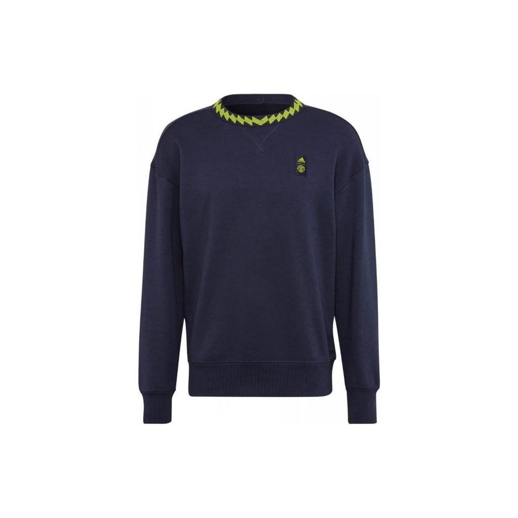 Adidas Solid Logo Sport Casual Pullover Sweatshirt Men Tops Blue HE6652