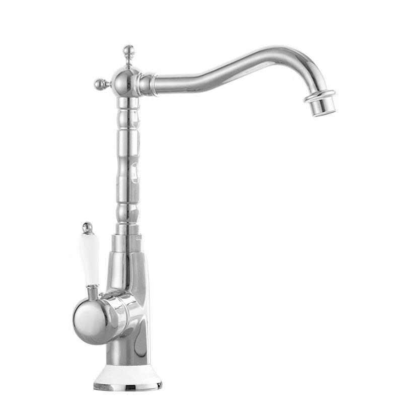 MDNG French Style Tall Brass Gold Ceramic Basin Faucet