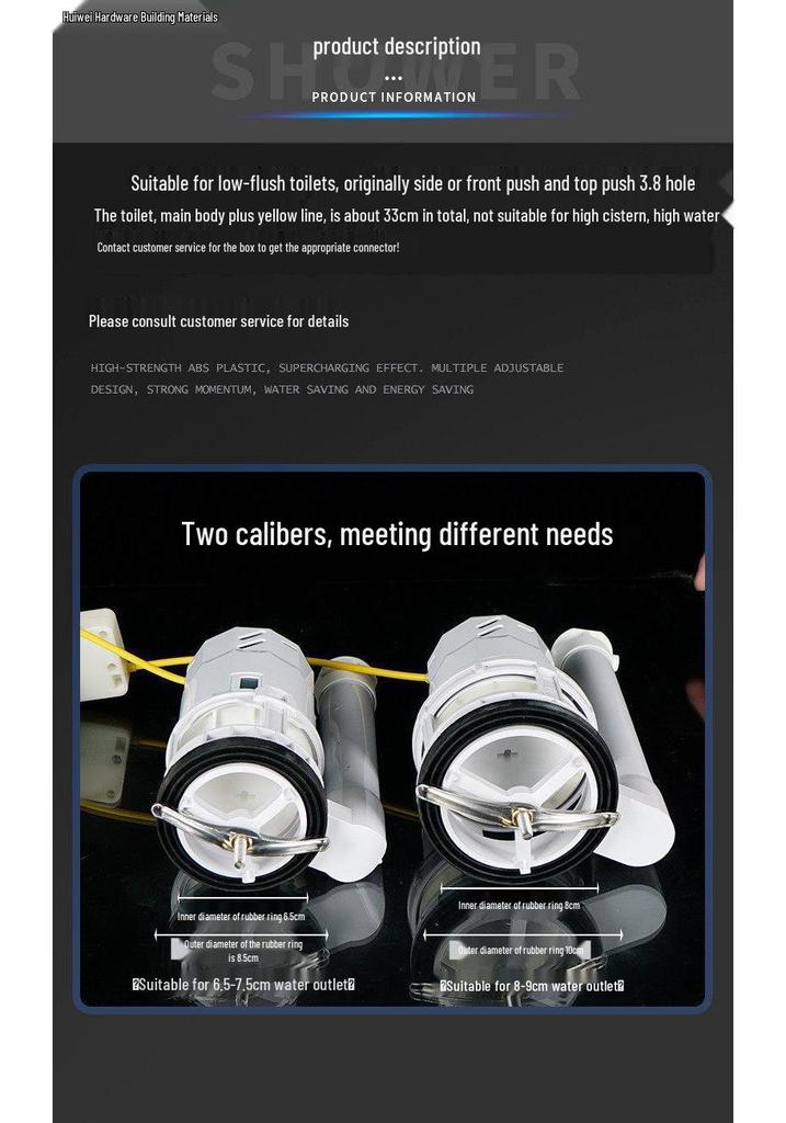Vintage Large-Caliber Side-Mounted Dual-Flush Valve Set for Energy-Efficient Toilets