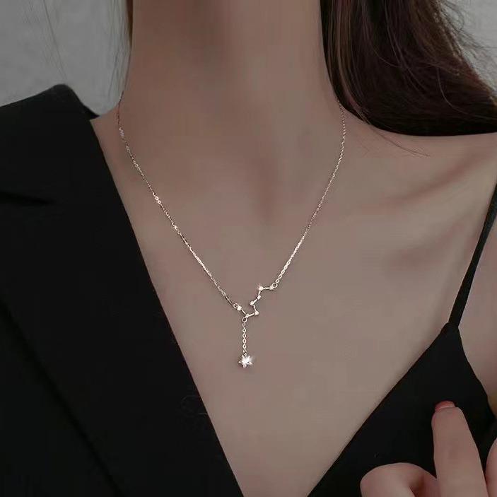 S925 Sterling Silver Big Dipper Necklace for Women - 2024 Light Luxury Clavicle Chain with Niche Design