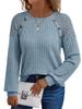 Round Neck Hollow Out Lace Blouse Knit Top Long Sleeve Women Elegant Splicing Casual Patchwork Shirt Ladies Fashion Casual Top Pullover Sweater