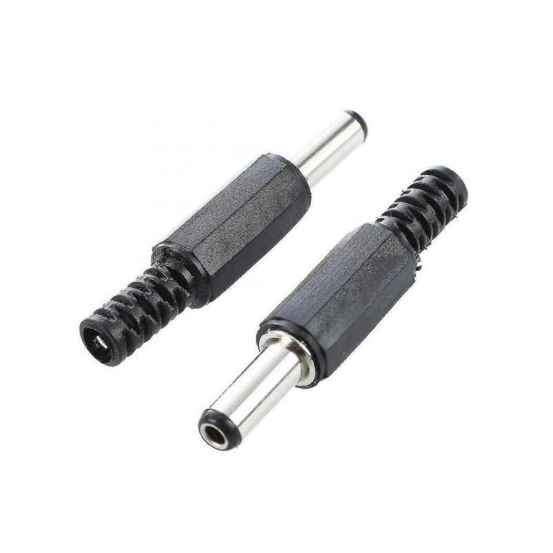 20 Pcs Black 2.5mm X 5.5mm Dc Power Male Plug Adapter