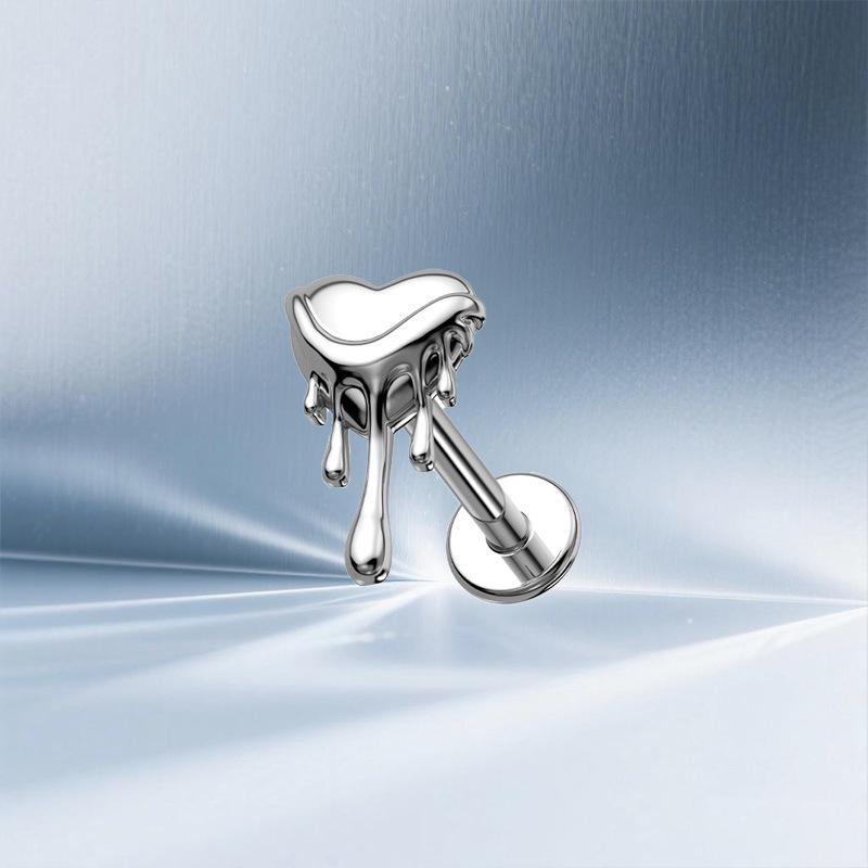 Herzförmiger Katzen-Ohrknochen-Stecker Piercing Schmuck mit lila Zirkon G23 Titan - Designer-Stil, Modisch, Schlicht.