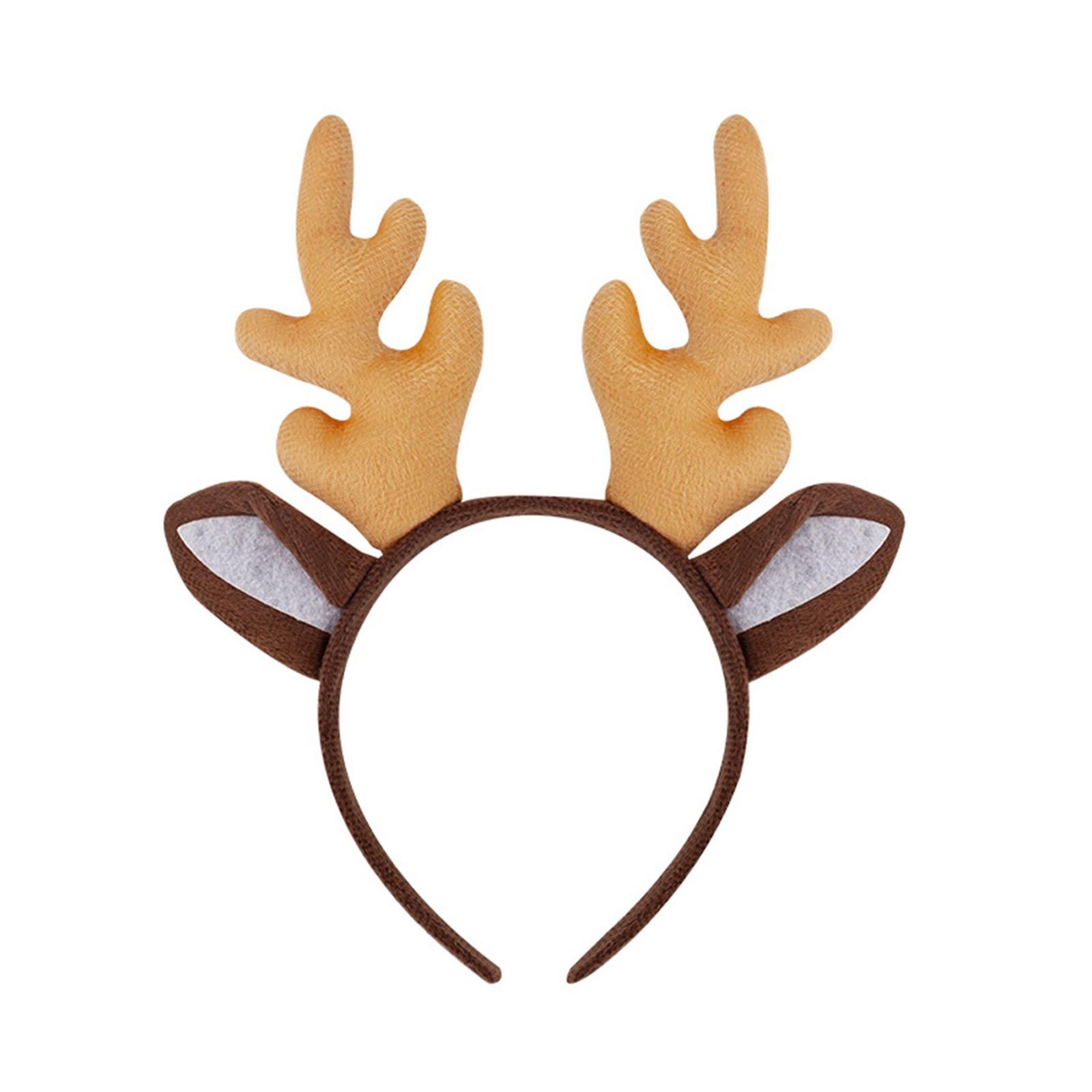 

Рождественский ободок с оленьими рогами, регулируемый праздничный аксессуар для волос, праздничный головной убор для женщин и детей C