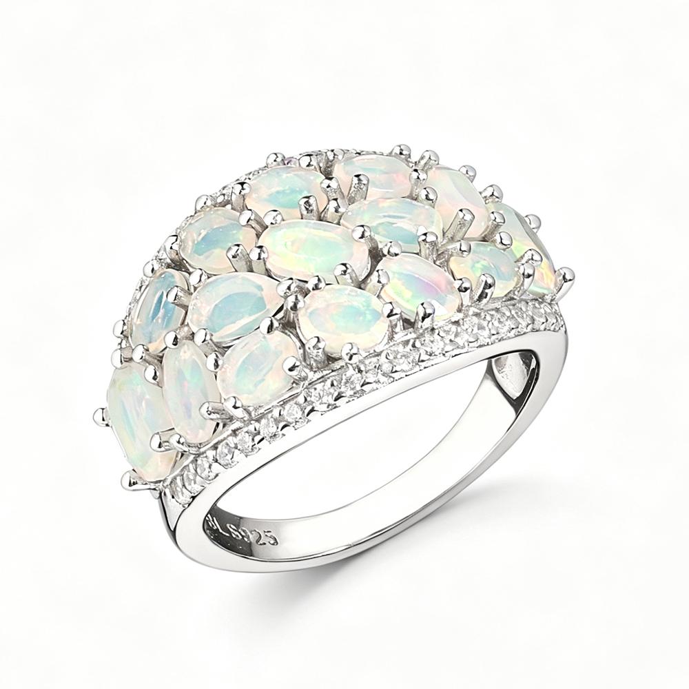 Elegant Natural big Opal Ring for Women Girls October Birthstone Colorful 925 sterling Silver Jewelry Light Luxury Gift