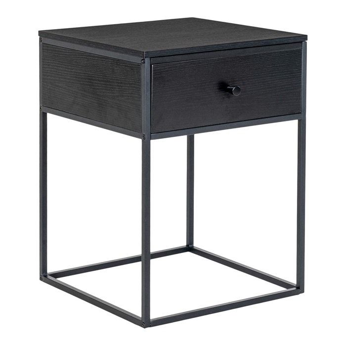 Vita 1-drawer Black Nightstand.