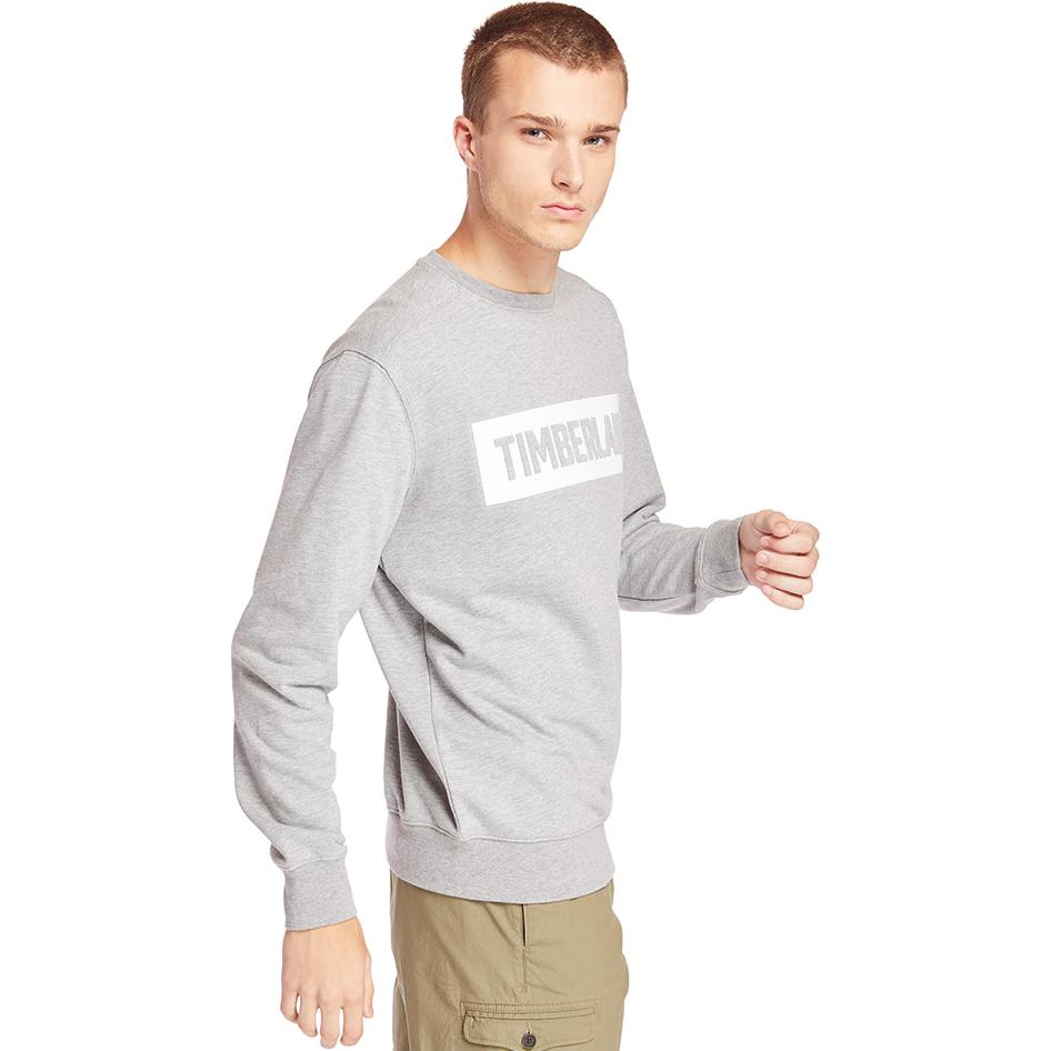 Timberland Pánska mikina s okrúhlym výstrihom a potlačou písmen A2BHY-052 Stredne Heather-Gray