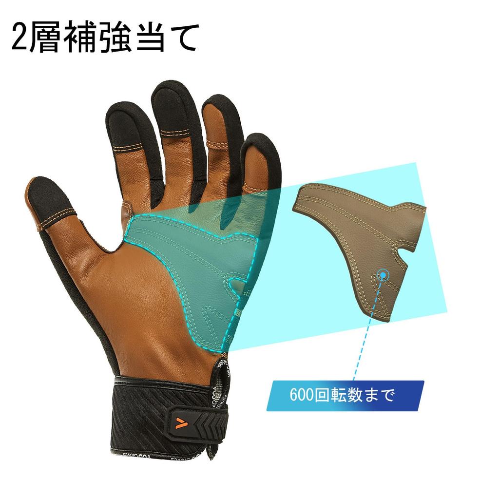 Mechanic Work Kawatebukuro Sheepskin Leather Impact and GA9604 [Vgo...] Men's Gloves, Vibration-Resistant Gloves, (L, Black)