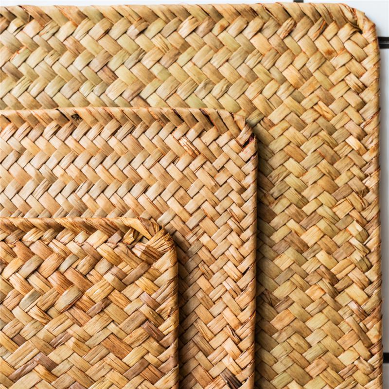 1pc Handmade Woven Placemat 3 Size For Choose Square Hot Insulation Braided Mat Heat Resistant Anti-Skidding Wicker Woven Mat