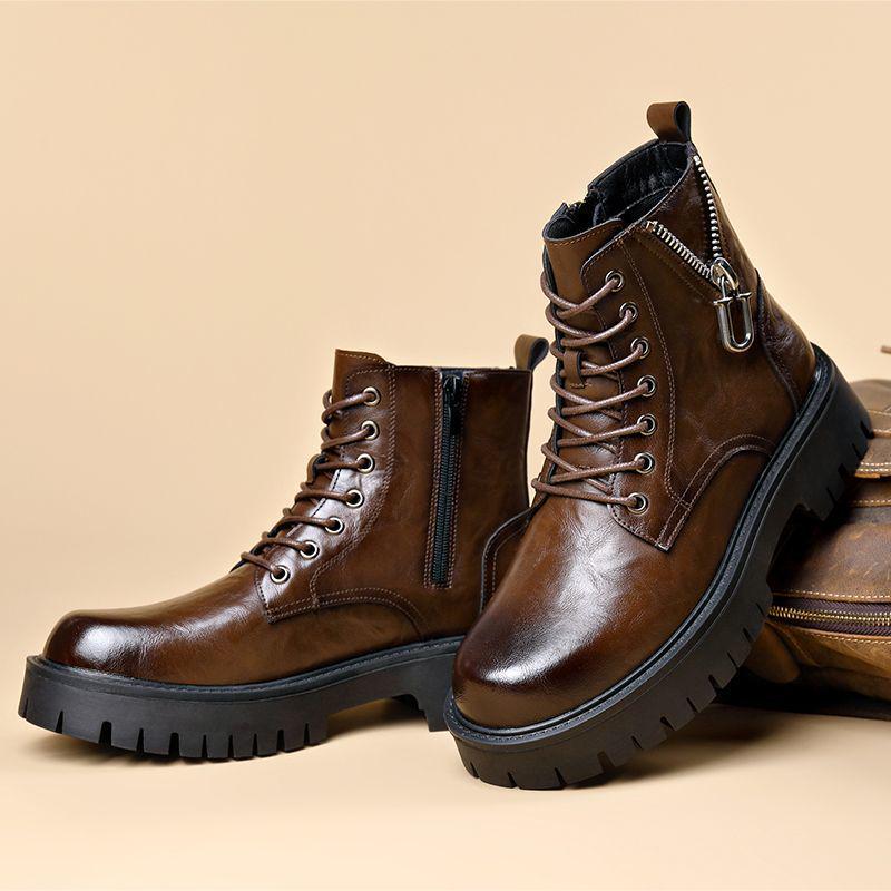 

Men s Winter Leather Wool High-Top Martin Boots - Warm Soft Sole British-Inspired Shoes Other