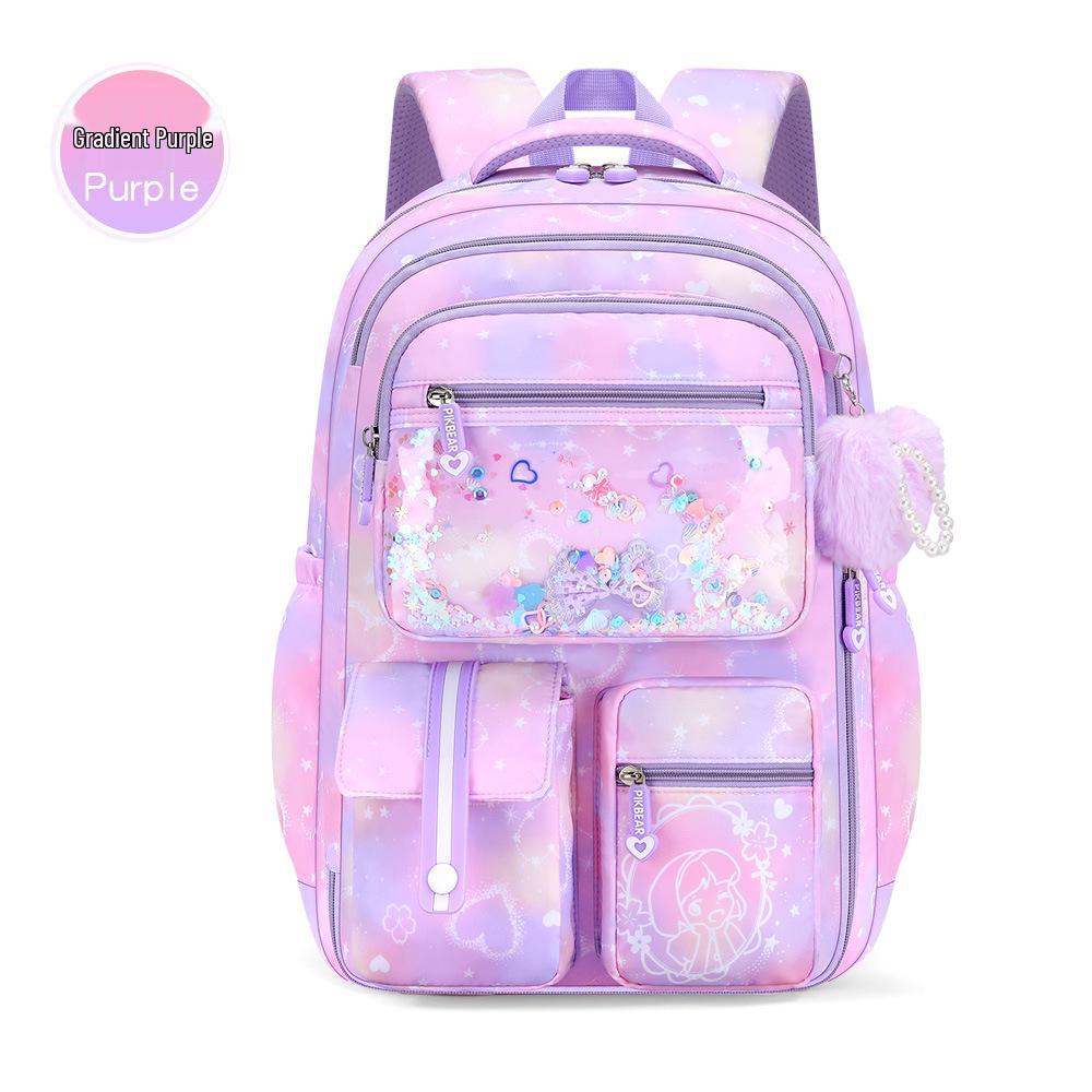 2025 Hot-Selling Three-Piece Backpack Set - Butterfly Design In Pink, Purple, and Blue for Girls