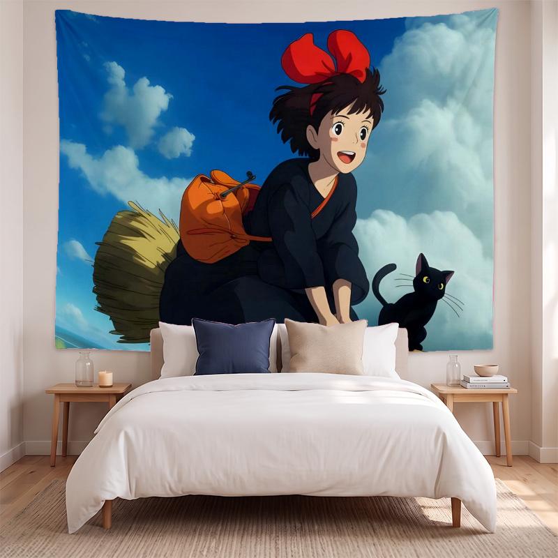 Kikis Lieferdienst (32) Künstlerisches Wandbehang-Gobelin für Haus Schlafzimmer Wohnzimmer Dekor Tolle Geschenkidee