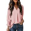Women's Autumn and Winter V-neck Casual Long-sleeved Loose Shirt Top