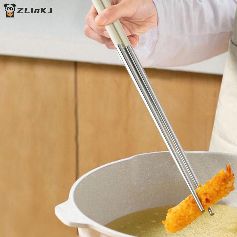 Essstäbchen aus Edelstahl, lange Essstäbchen, zum Kochen von Nudeln, frittierte Hot Pot-Essstäbchen, chinesische Essstäbchen, wiederverwendbares Essstäbchengeschirr aus Metall