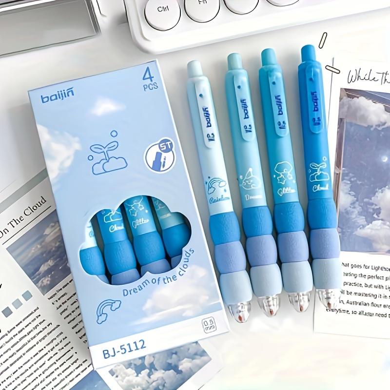 4 Cute Cartoon Ballpoint Pens with Soft Grip, Retractable 0.5mm Fine Point Black Ink - Perfect for School and Office Supplies