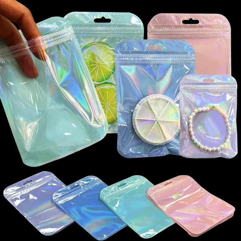 50pcs Holographic Bags Mylar Bags Resealable Bag Foil Pouch Party Favor Bag Coffee Storage for Jewelry Small Business Packaging