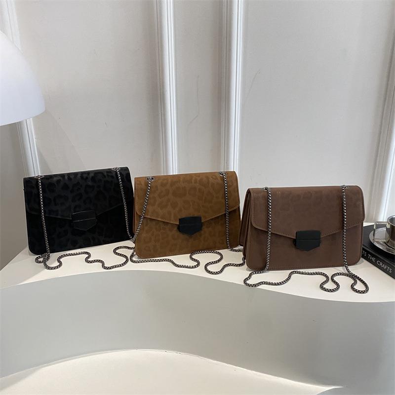 Leopard print retro and beautiful chain small square bag women's new highend trendy shoulder messenger bag