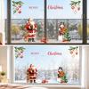 2 Pieces Glass Door Decals Festive Holiday Window Decoration with Santa and Snowman LowProfile