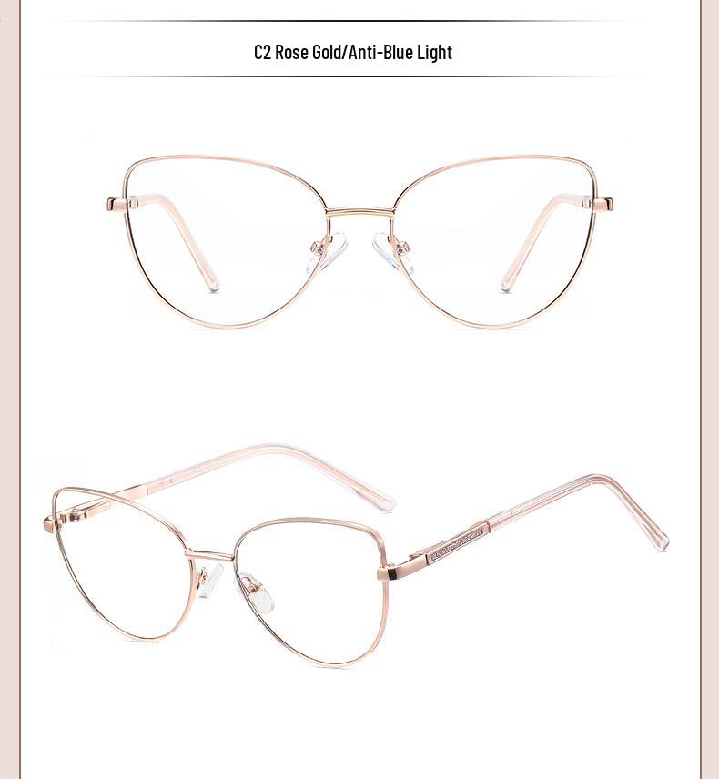 Children’s Cat-Eye Anti-Blue Light Glasses with Metal Temples - Lightweight & Comfortable Myopia Frame