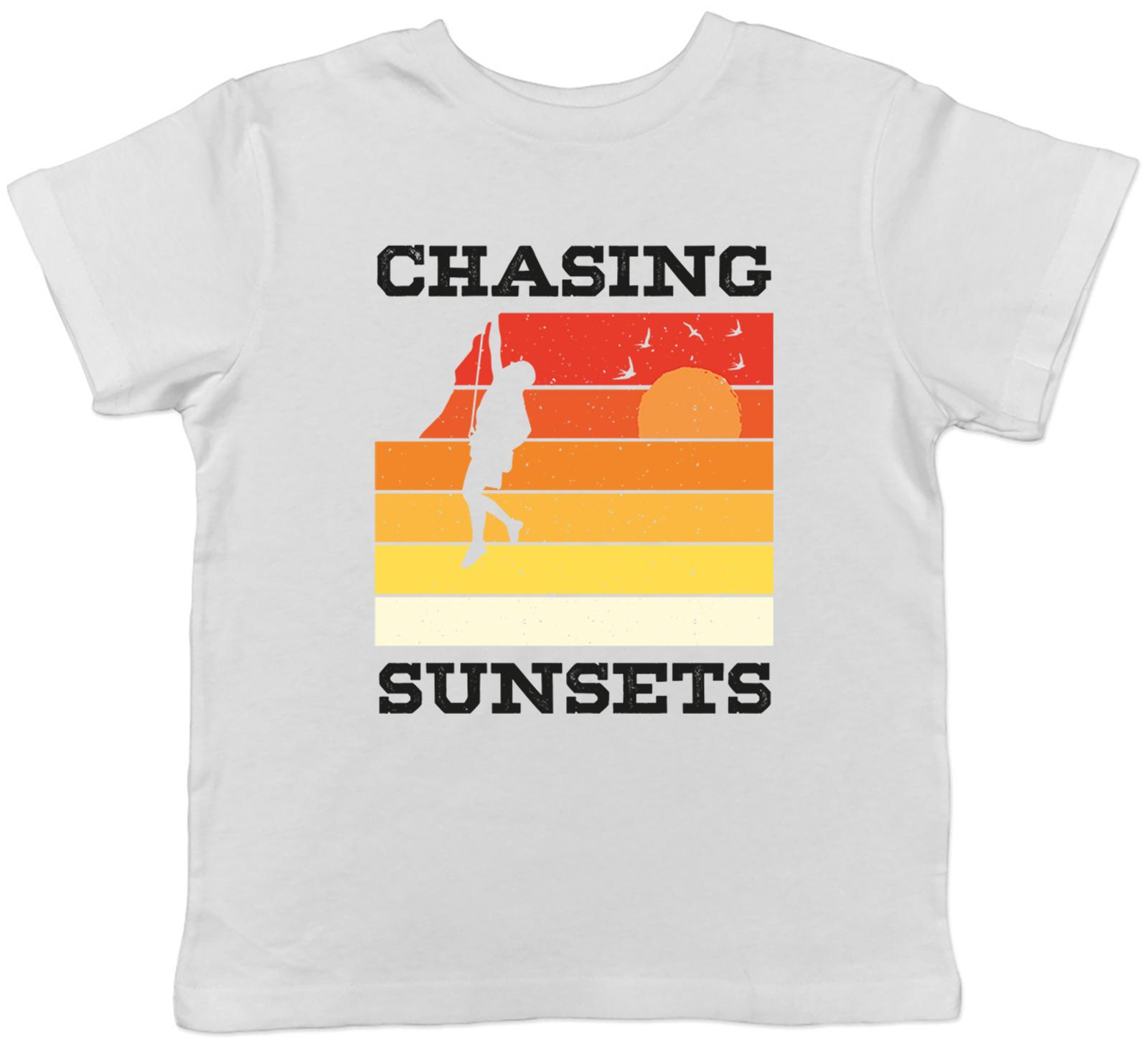 Rock Climbing Kids T-Shirt Chasing Sunsets Climber Climb Childrens Boy Girl Gift 100