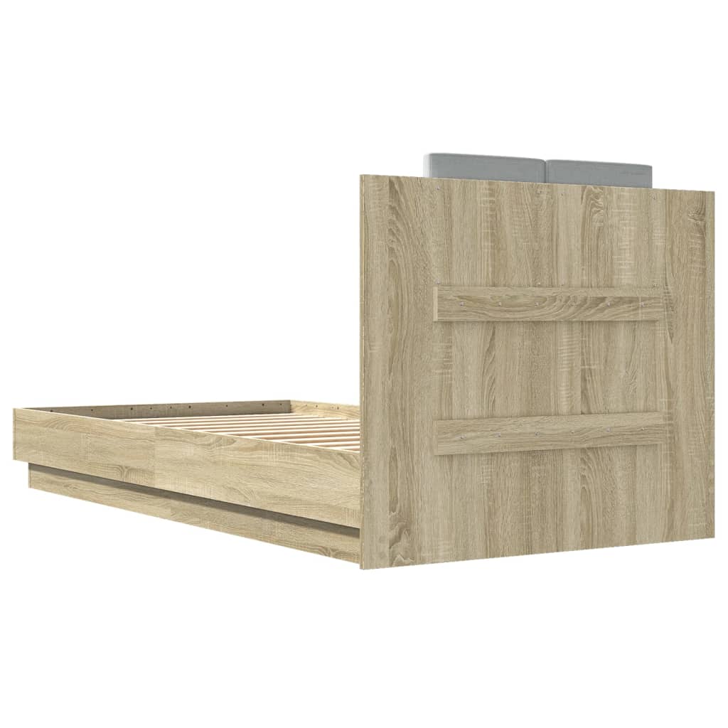 Bed Frame with Headboard Sonoma Oak 75 x 190 cm Wood Based Panel