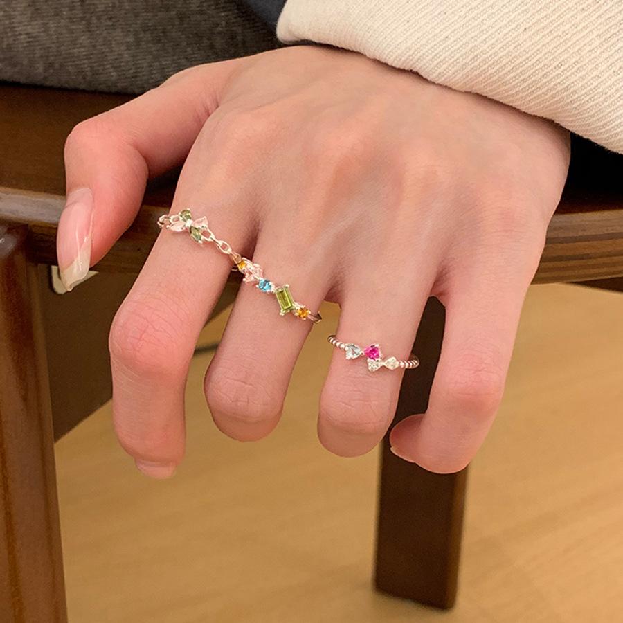Irregular colored bow butterfly open ring fashion exquisite ring temperament versatile jewelry