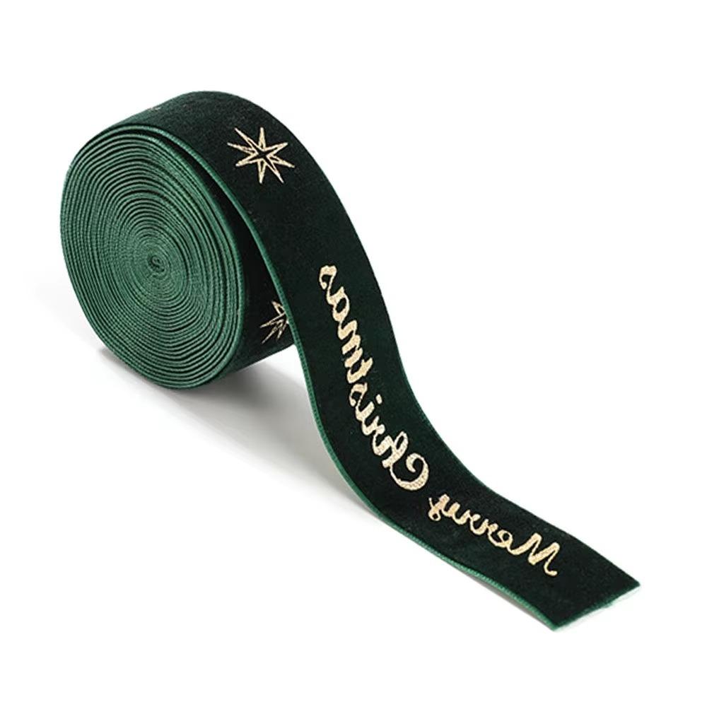 High-Quality Wired Velvet Ribbon 2.5CM Width Christmas Packaging Ribbon  Bow Making