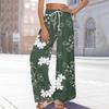 Women's Printed Wide Leg Pants With Pockets High Waist Drawstring Loose Casual Pants