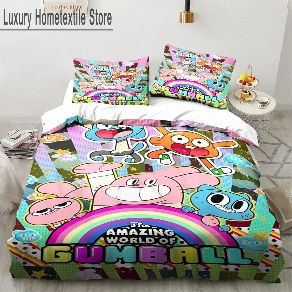 Cartoon The Amazing World Bedding Set Gumball Boys Girls Twin Queen King Size Duvet Cover Pillowcase Bed boys Adult