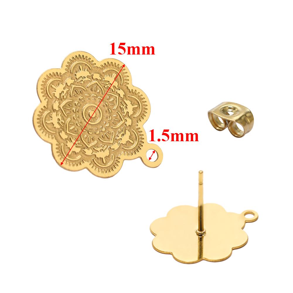 10pcs 304 Stainless Steel Hollow Flower Studs for DIY Drop Earrings Post Findings Jewelry Making Dangle Charms Connectors