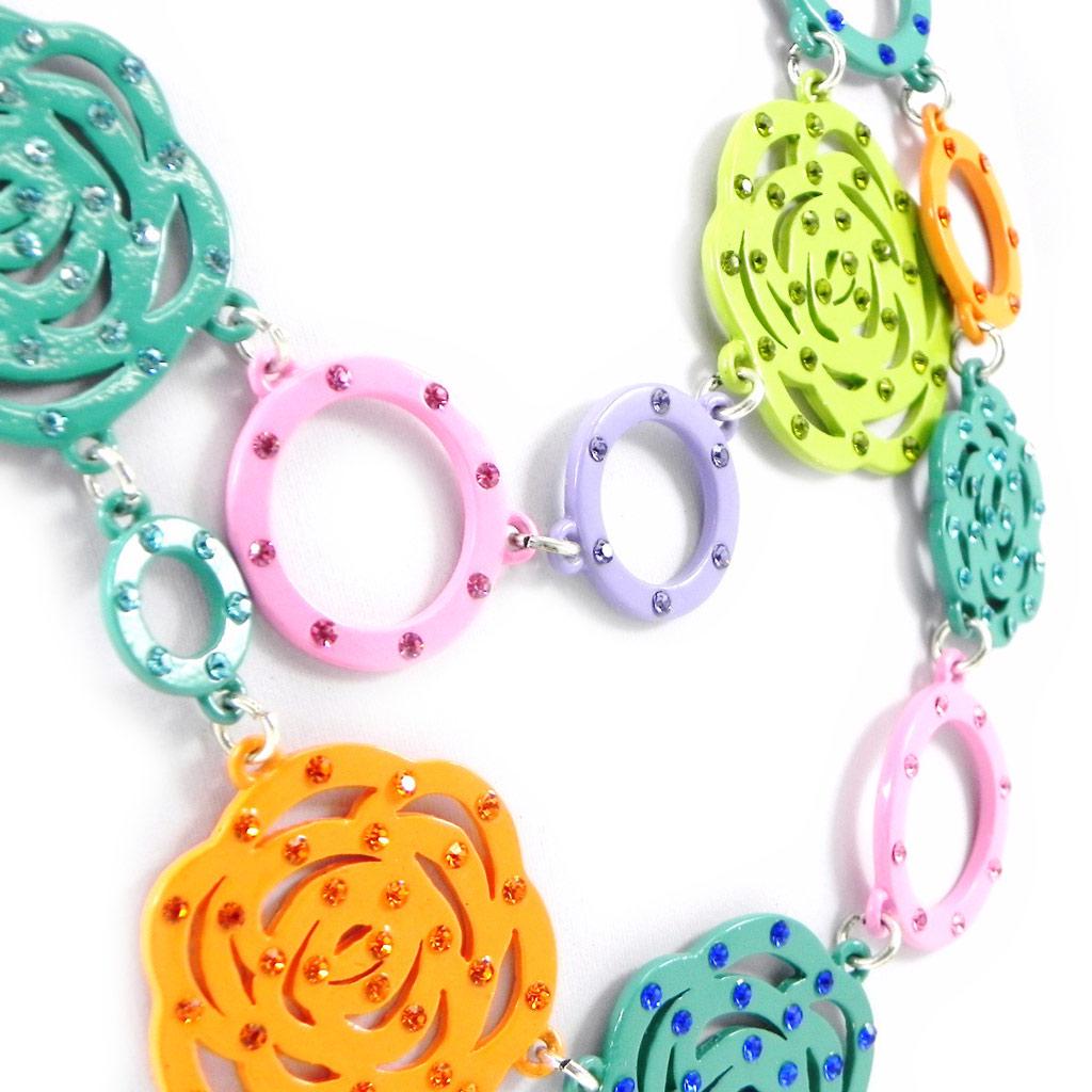 Les Trésors De Lily [H0803] - Orangegrüne Designer-Halskette „Camélia“.