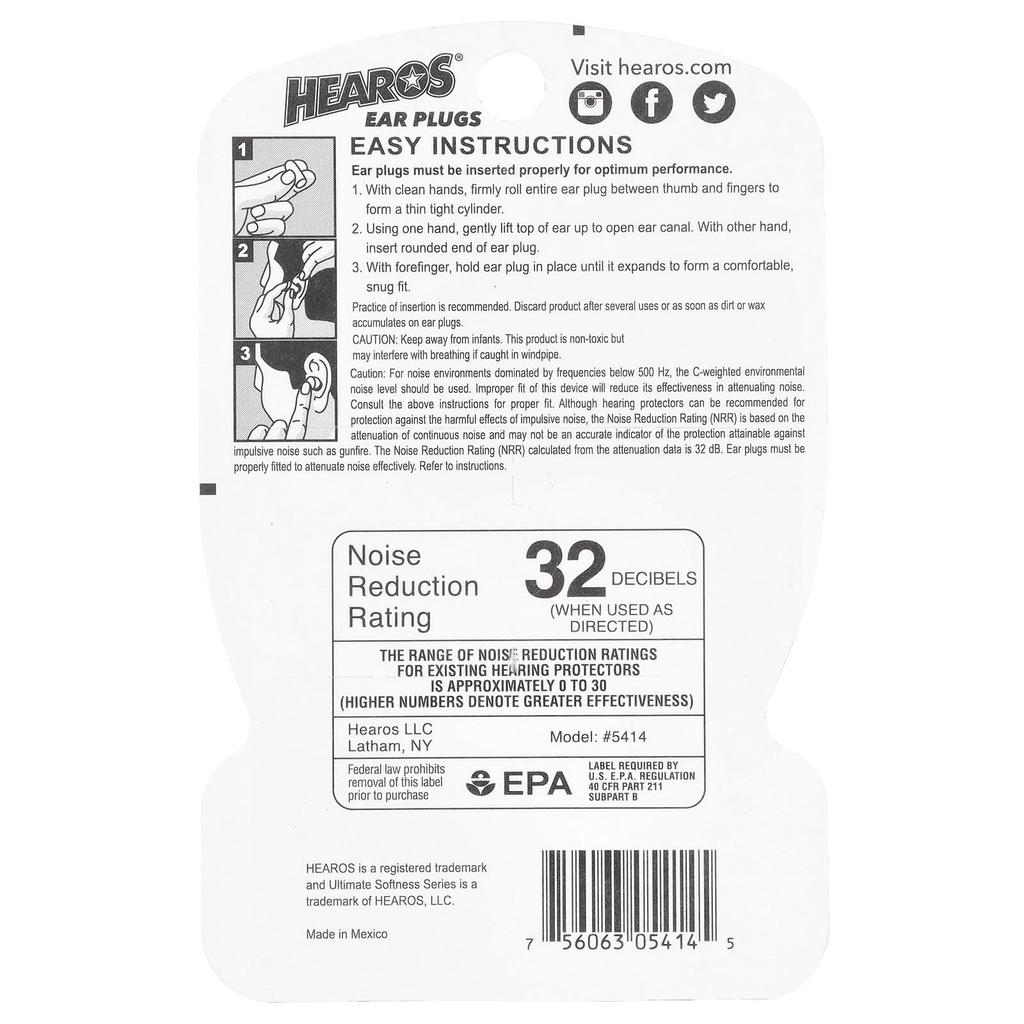 Ultimate Flex Series™ Earplugs, Yellow, Nrr 32, 6 Pairs