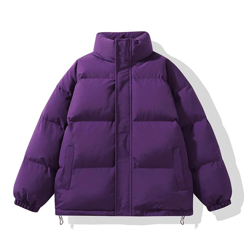 

Подходит для мужчин и женщин на осень и зиму, теплая повседневная одежда с хлопковой подкладкой, 12 цветов, воротник-стойка, удобная одежда для хлеба. 3XL фиолетовый