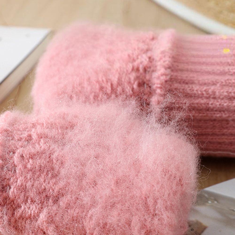 Fashion Style Thick Warm Women's Knitted Gloves Windproof Touch Screen Outdoor Gloves Keep Warm Plush Cold-proof Gloves Gifts