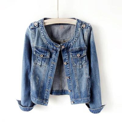Danmo Herbst Damen Jeansjacke Langarm Casual Jeansjacke Bomber Vintage Kurze Jacke Oberbekleidung
