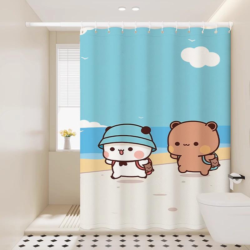 Cute Shower Curtain Thickened Waterproof Bathroom Bathroom Bathroom Bath Shower Dry And Wet Separation Hanging Curtain